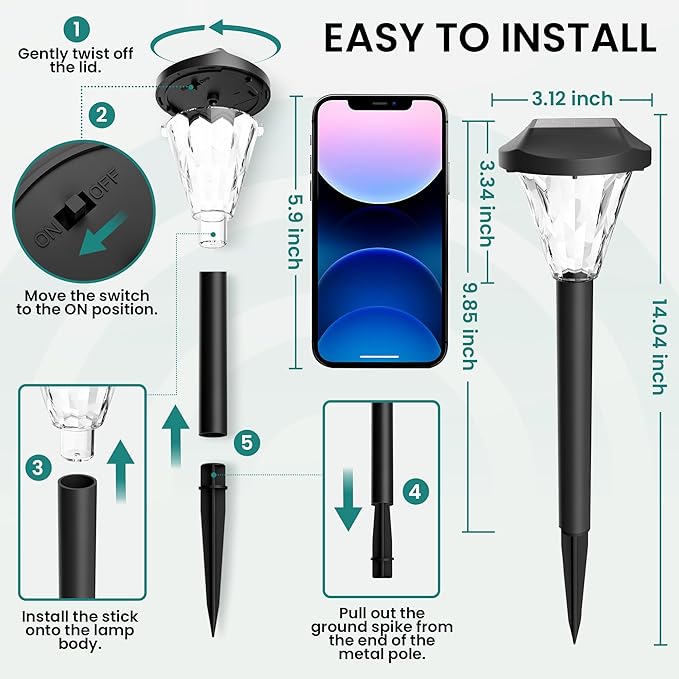 GIGALUMI 8 Pack Solar Lights Outdoor Waterproof, Outdoor Solar Lights - Image 4