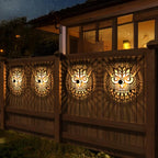 4 Pack Solar Fence Lights Metal Solar Powered Outdoor Wall Deck Step Lights Owl - Image 2