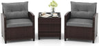 Tangkula 3 Pieces Patio Furniture Set, PE Rattan Wicker 3 Pcs Outdoor Sofa Set by TANGKULA