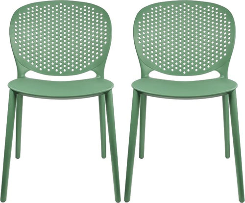 2xhome Set of 2 Patio Dining Chairs | Modern Stackable Outdoor Pool Side Chair by 2xhome