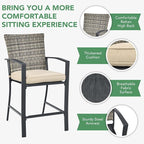 Tangkula 3 Piece Patio Bar Set, Outdoor Bistro Set w/ 27.5" Square Table - Image 4