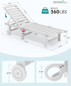 SERWALL Outdoor Chaise Lounge Chair, Pool Lounge Chair - Image 3