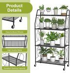 4 Tier Plant Stand with Wheels, Plant Shelf - Image 6
