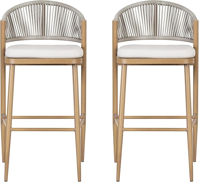 Christopher Knight Home Hearth 30.25" Patio Barstools Set of 2, Woven Wicker - Image 7