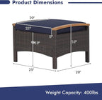 Tangkula 2 Piece Patio Rattan Ottomans, Outdoor Wicker Footstool w/Acacia Wood - Image 4