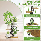 iDavosic.ly 3 Tier Indoor Plant Stand, Corner Tall Metal & Wood Flower Shelf - Image 2