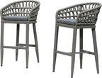 PURPLE LEAF Outdoor Rattan 29" Bar Stools Set of 2, Modern Boho Aluminum Patio by PURPLELEAF