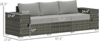 Outsunny 3 Seater Wicker Sofa - Image 3