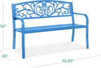 Best Choice Products Outdoor Bench Steel Garden Patio Porch Furniture - Image 2