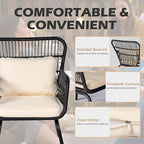3 Piece Outdoor Wicker Furniture Bistro Set, Rattan Chairs Conversation Sets - Image 3
