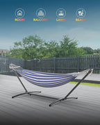 Double Hammock with Heavy-Duty Steel Stand, Easy Assembly, 600lbs Weight - Image 2