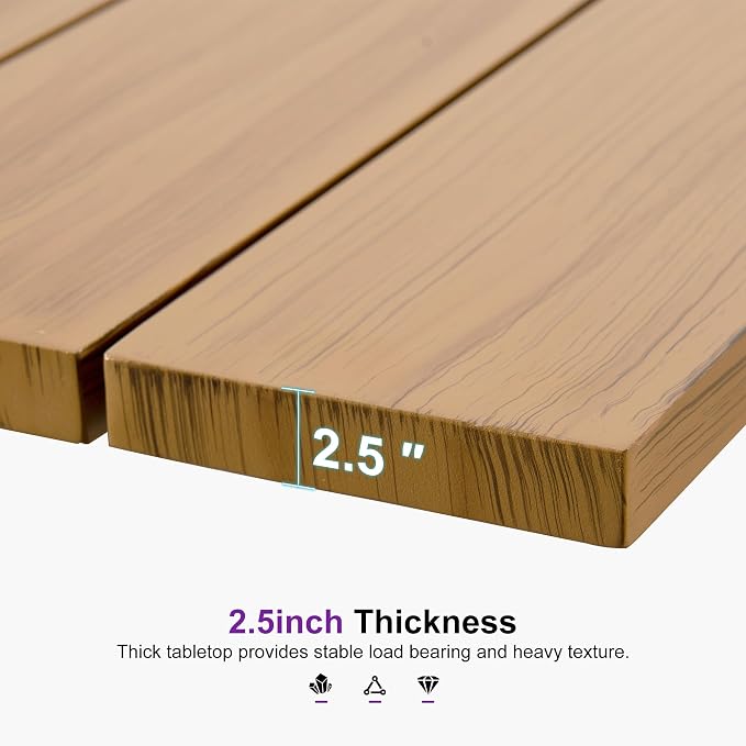 PURPLE LEAF Patio Dining Set for 12 All-Weather Wicker Woodgrain Aluminum 14 - Image 7