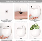 Mkono 4 Inch Wall Mounted Planter Round Ceramic Hanging Plant Holder Decorative - Image 7