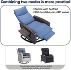 Outdoor Recliner Chair Set of 2, Wicker Patio Recliners - Image 6