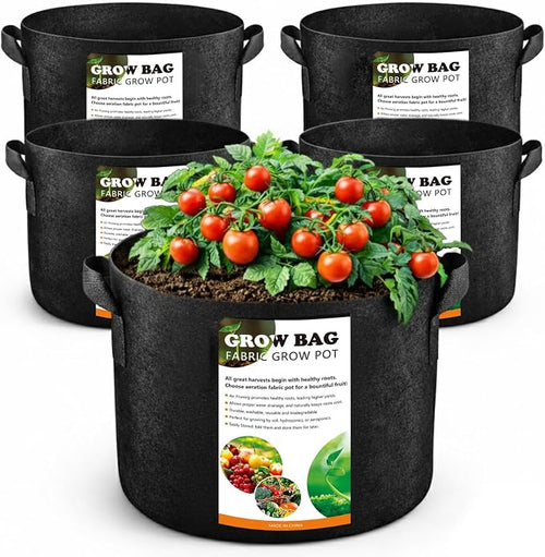 5 Pack 3 Gallon Fabric Grow Bags, Heavy Duty 300G Thickened Aeration Nonwoven by Unknown