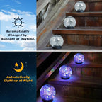 Solar Garden Lights Outdoor Waterproof, 4 Pack 30 LEDs Cracked Glass Ball Light - Image 2