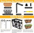 Riare 4 Pack 16 Inch Metal Railing Planter Window Box - Image 3