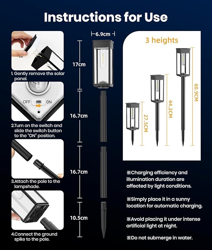 Bright Solar Lights Outdoor, 6 Pack Solar Pathway Lights Outdoor, Auto On/Off - Image 8