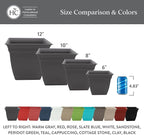 The HC Companies Eclipse Square Plastic Planter w/Attached Saucer - Image 6