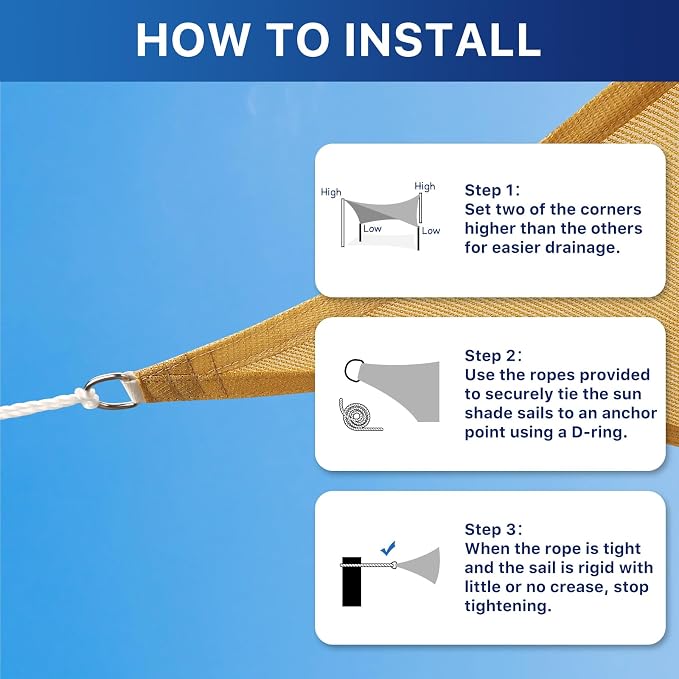 12'x16' Sun Shade Sail, UV Protection Outdoor Shade, Curved Tear Resistant - Image 4