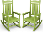 KINGYES Outdoor Rocking Chair Set of 2, High Density Polyethylene Patio Rocking by KINGYES