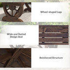 Outsunny 2-Person Wooden Garden Bench, Outdoor Wagon Wheel Porch Bench - Image 4