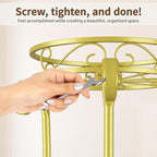 LASZOLA 2 Tier Gold Metal Plant Stand - Image 7