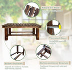 Outdoor Garden Bench, 3-Person Wood Patio Bench Weatherproof Outdoor Backless - Image 3