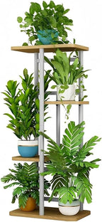 LINZINAR Plant Stand Indoor 4 Tier 5 Potted Multiple Plant Shelf Stands by LINZINAR