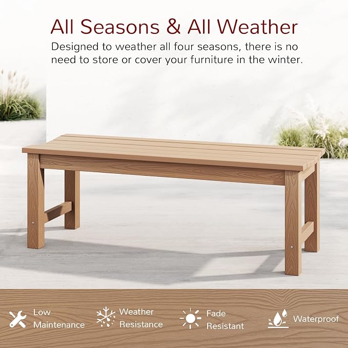 Stoog Outdoor Bench Set of 2, All-Weather HIPS Garden Bench - Image 4