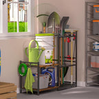 Garage Tool Organizer with 2-tier Wooden Shelves, Yard Tool Organizer - Image 5