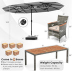 Tangkula 10 Pieces Patio Wicker Dining Set w/Double-Sided Patio Umbrella - Image 4