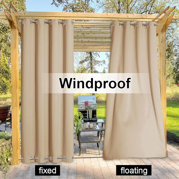 NICETOWN Waterproof Patio Outdoor Curtain and Drape, Extra Wide and Long W100 x - Image 4