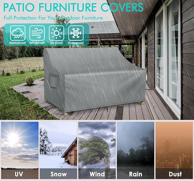 WLEAFJ Patio Sofa Cover Waterproof, 2-Seater Patio Loveseat Cover, Heavy Duty - Image 4