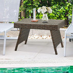 Tangkula Outdoor Folding Wicker Table, Heavy Duty Rattan Foldable Standing - Image 2