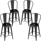 COSTWAY 24'' Metal Bar stools Set of 4, by COSTWAY