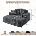 56" W Oversized Chaise Lounge Chair Indoor, Plush Faux Fur Sleeper Couch Sofa - Image 2