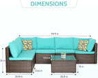 PayLessHere Patio Furniture Set 7 Pieces Outdoor Furniture Wicker Conversation - Image 7