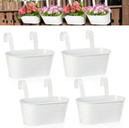 Foraineam 4 Pack Hanging Flower Pots, Metal Iron Plant Pot Holders, Large Fence - Image 8
