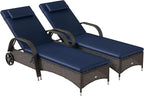 Outsunny Wicker Outdoor Chaise Lounge Set of 2, 5-Level Adjustable Backrest PE by Outsunny