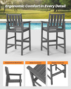 Adirondack Bar Chair Set of 2, HDPE Tall Adirondack Chairs Bar Stools - Image 7