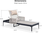 PURPLE LEAF 3 Pieces Outdoor Chaise Lounge Set Rattan Wicker Lounger - Image 9