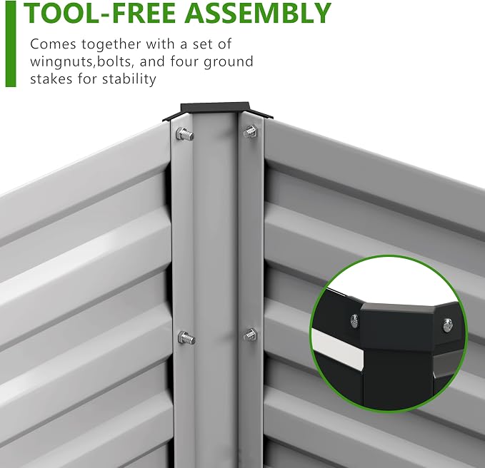 2PCS 8x4x1ft Galvanized Raised Garden Bed Kit, Galvanized Planter Raised Garden - Image 6