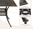 VINGLI Patio Dining Table with Umbrella Hole, Cast Aluminum Outdoor Bistro - Image 5