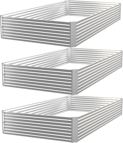 3 Pack Raised Beds for Gardening, Corrugated Galvanized Steel Raised Garden Bed by OZMSHF