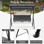 Porch Swing Outdoor, 3 Person Patio Swing w/Removable Cushion, Stand & - Image 5