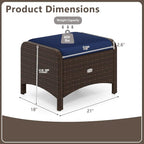 Tangkula 2 Pieces Outdoor Patio PE Wicker Ottomans - Image 3
