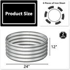 2x2x1ft Galvanized Round Raised Garden Bed, Outdoor Planter Box Metal Patio Kit - Image 2