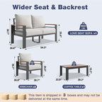 Aoxun Aluminum Patio Furniture Set 4 Seats, Oversized Outdoor Sectional - Image 7