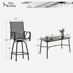 PHI VILLA 7 Piece Outoor Bar Dining Set, High Top Patio Bar Table and Chairs Set - Image 9